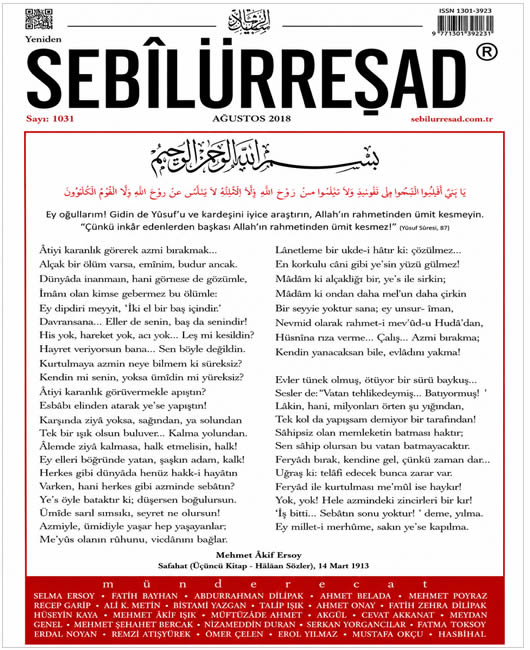 Sebilürreşad Sayı 1031 - Ağustos 2018